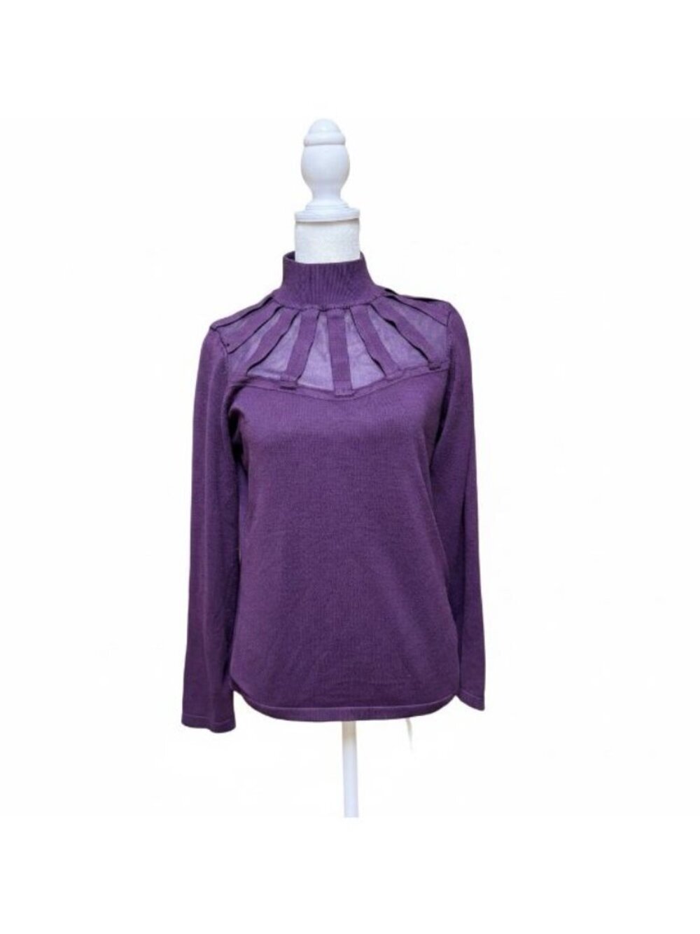 Carmen Marc Valvo Purple Mock Neck Knit Sweater Women’s Medium